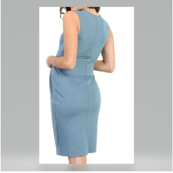La Clef Sleeveless Fitted Career Maternity Dress Women’s SZ XL Blue Baby Bump - Picture 2 of 8